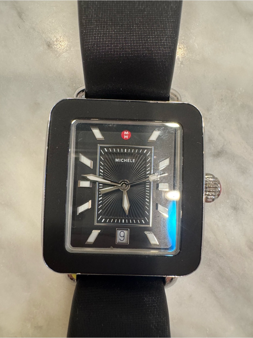 Michele Black DECO Square Dial Strap Watch - Picture 2 of 3